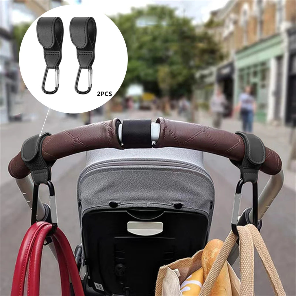 2pcs PU Leather Baby Bag Stroller Hook Pram Rotate 360 Degree Rotatable Cart Organizer Pram Hook Crochet Stroller Accessories