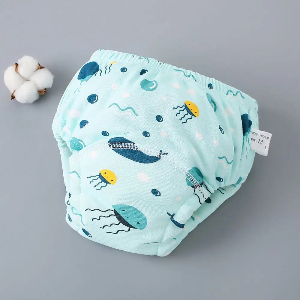 Reusable Soft Cotton Baby Breathable Diapers Pee Shorts Toddler Potty Training Pants Underwears for Boys & Girls Baby Nappies