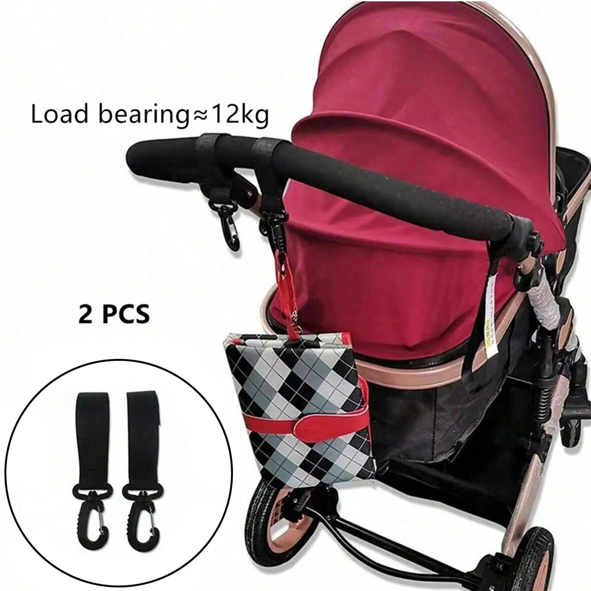 2pcs PU Leather Baby Bag Stroller Hook Pram Rotate 360 Degree Rotatable Cart Organizer Pram Hook Crochet Stroller Accessories