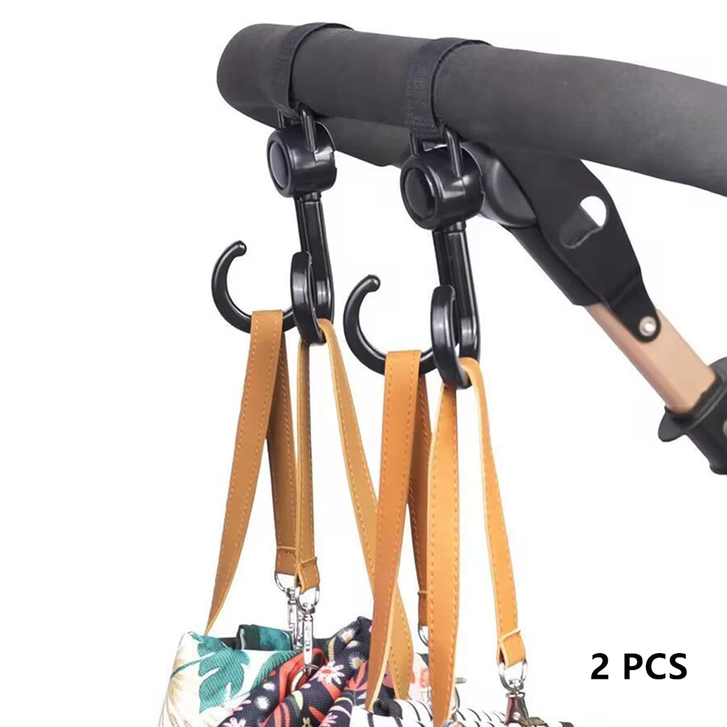 2pcs PU Leather Baby Bag Stroller Hook Pram Rotate 360 Degree Rotatable Cart Organizer Pram Hook Crochet Stroller Accessories