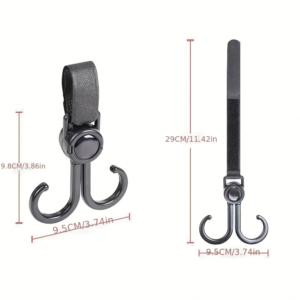 2pcs PU Leather Baby Bag Stroller Hook Pram Rotate 360 Degree Rotatable Cart Organizer Pram Hook Crochet Stroller Accessories