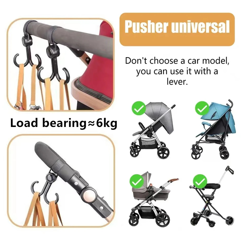 2pcs PU Leather Baby Bag Stroller Hook Pram Rotate 360 Degree Rotatable Cart Organizer Pram Hook Crochet Stroller Accessories